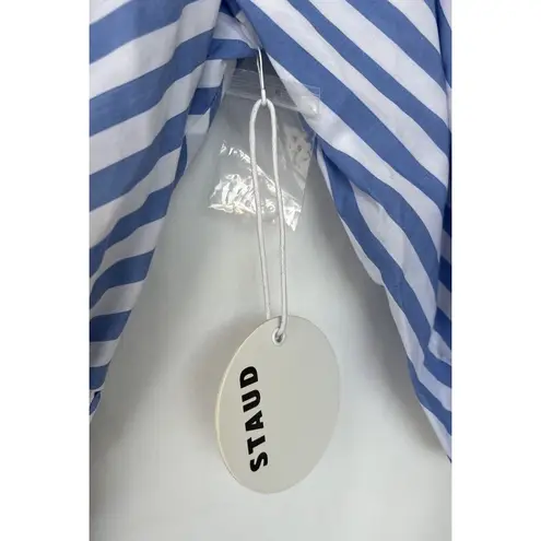 Staud Jodie Midi Wrap Dress Sea Stripe Size Small Bridal Wedding Guest Picnic Blue