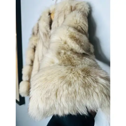Vintage MINK White Fur Long Sleeve Front Pockets Coat Size Medium