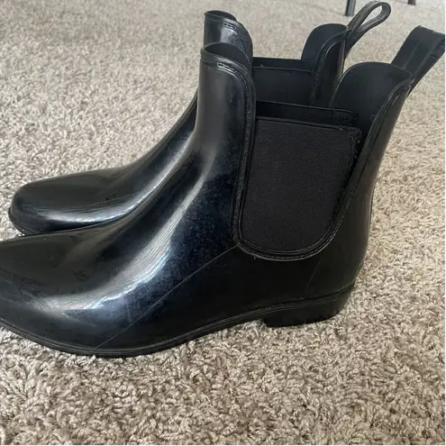 Ralph Lauren  Womens 11B Tally Rain Boots Black Ankle Top Slip On Waterproof