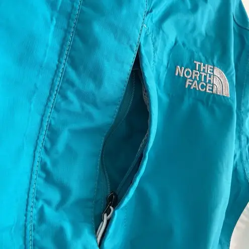 The North Face Womens HyVent Rain Jacket Blue Hooded Size Small Drawstring Waist