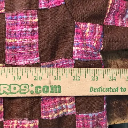 Vintage MOLATO Silk Pink Tweed Patchwork Hippie 70s Maxi Dress Duster Jacket Size M