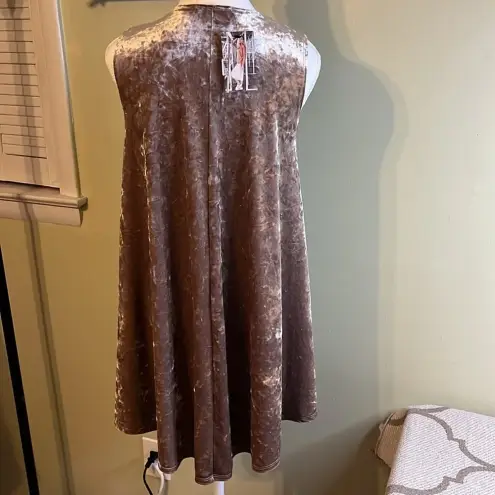 Molly green  Lindsay mushroom velour sleeveless swing mini dress, size small
