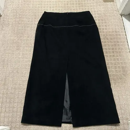 Dalia Collection Pencil Skirt Womens 12 Black Tan Top Stitch Vintage 90s Y2K