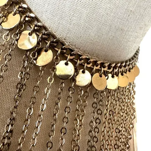 Park Lane Gold tone chain disc statement choker necklace