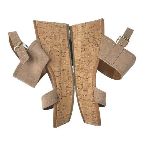 Arula Women's Suede Ankle Strap Platform Cork Wedge Sandals Neutral Size 8 Tan