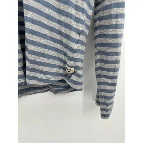 Toad & Co Women Shirt Long Sleeve Gray Blue Striped V Neck Cotton Size S/M