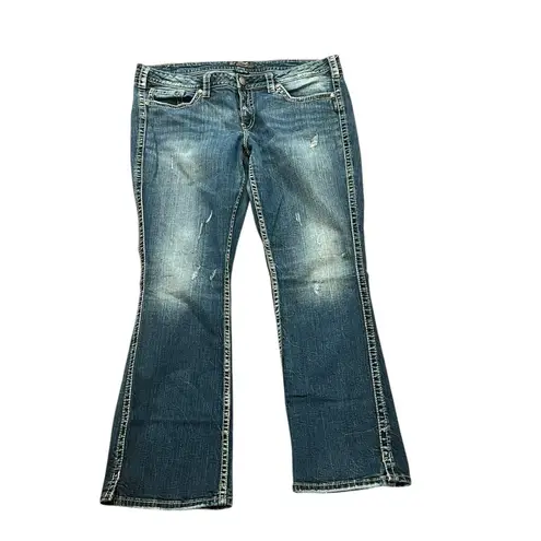 Silver Jeans Silver Western Detail pocket Bootcut Twisted Y2K Womens 20x33 Blue Denim Jeans