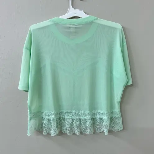 Dolan Anthropologie Sheer Lace Mesh Mint Green Top Sz S