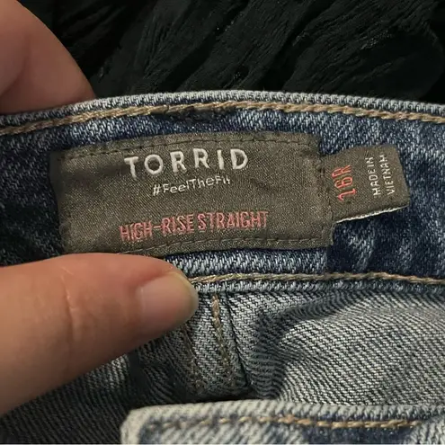 Torrid  High-Rise Straight Denim Jeans Split Hem Size 16R