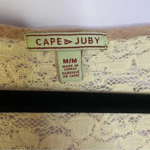 Cape Juby Pink White Lace Short Sleeve Pintuck Flowy Boho Blouse Top Medium