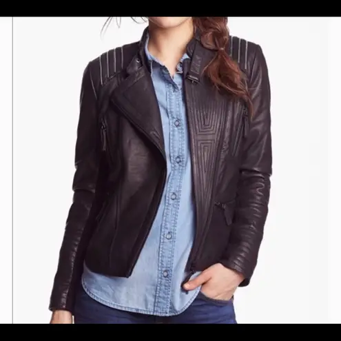 Bernardo Lambskin Leather Jacket Black Petite XSP