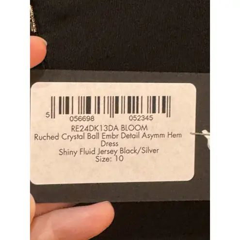 David Koma satin draped midi dress women Black Rhinestone Size 10