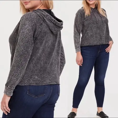 Torrid  black mineral wash midi hoodie small