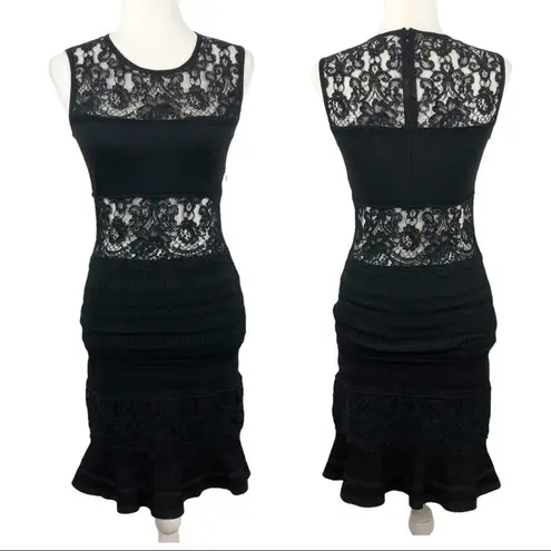 Roberto Cavalli Black Jersey Lace Cocktail Dress Lace Insert Sleeveless 38 USA 2