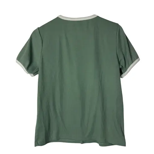 Dazy Green Climb The Mountain Green Ribbed Camp Short Sleeve T