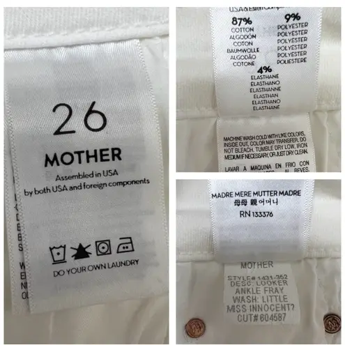 MOTHER Looker Ankle Fray Distressed in Little Miss Innocent Ivory White Size 26