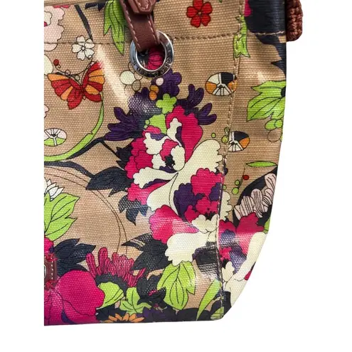 Sakroots Floral Large Satchel Bag Double Handles Gold Interior Top Zip Flowers