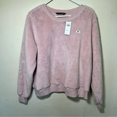 Abercrombie & Fitch  Pink Sherpa Fleece Fluffy Fuzzy Crewneck Sweater NWT Sz XL