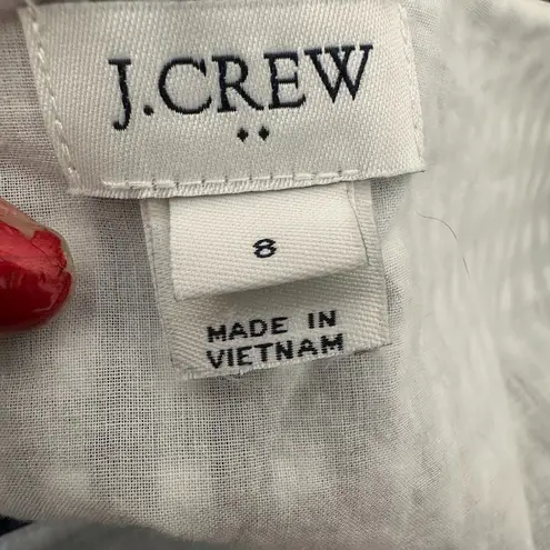 J.CREW Seersucker Navy Blue White Gingham Plaid Button Front Sheath Dress Size 8