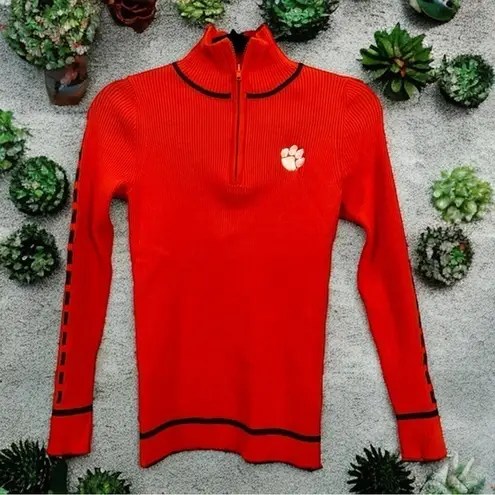 EMERSON STREET S Ribbed Embroidered CLEMSON TIGERS Tailgate Sweater Pullover Orange