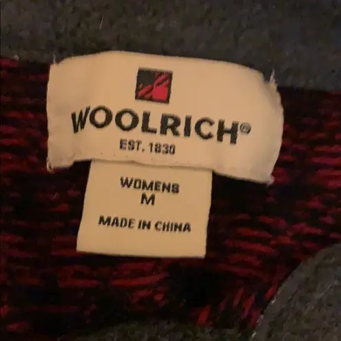 Woolrich Vintage Christmas Lambswool Gray, Red & Black Half Zip