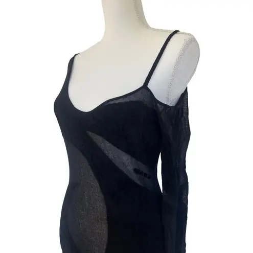 THE ATTICO Long Sleeve Mini Dress in Black 42 New Womens Knit Sheer sweater Size undefined