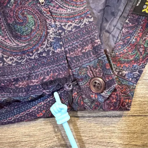 Vintage Geiger Made In Austria Dark Paisley Print Wool Skirt Size 36 Small Blue