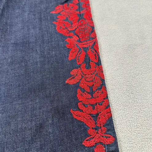 NWT Diamonds & Threads Jeans 7 Womens Low Rise Blue Red Embroidery Floral Denim Size undefined