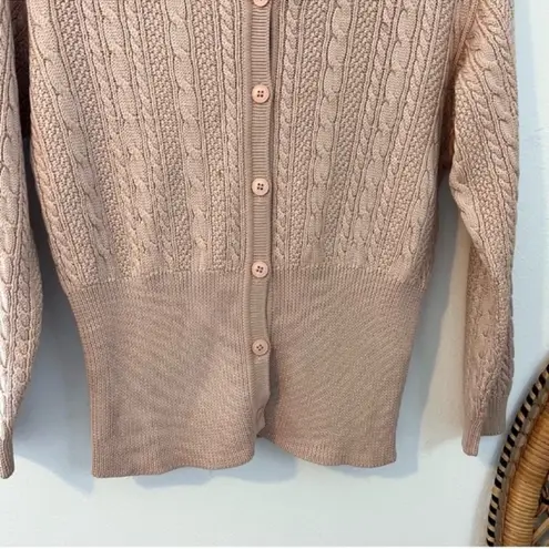 Anne Klein Vintage  pinkish beige cable knit cardigan sweater 
size small