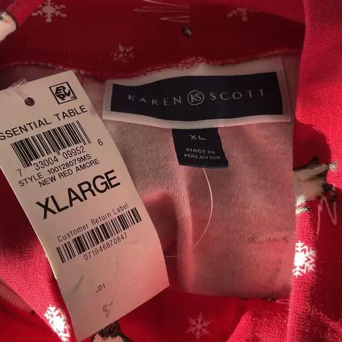 Karen Scott X-Large Top Holiday Penguins Snowflake Long Sleeve Stretch Mock Neck