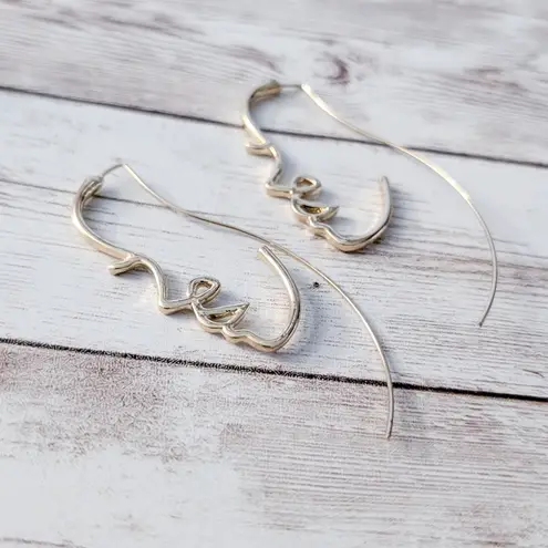 Statement Face Earrings for Pierced Ears Gold