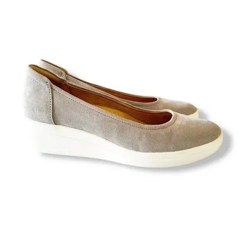 Naturalizer Women's Size 11M SAM Slip On Wedge Shoes Gray Faux Suede Vegan Comfy