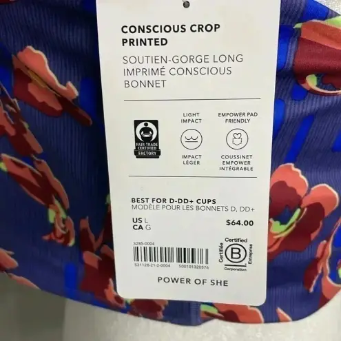 Athleta NWT Conscious Crop Bikini Top Size Large Blue Floral Womens Ladies Workout Yoga - Image 4