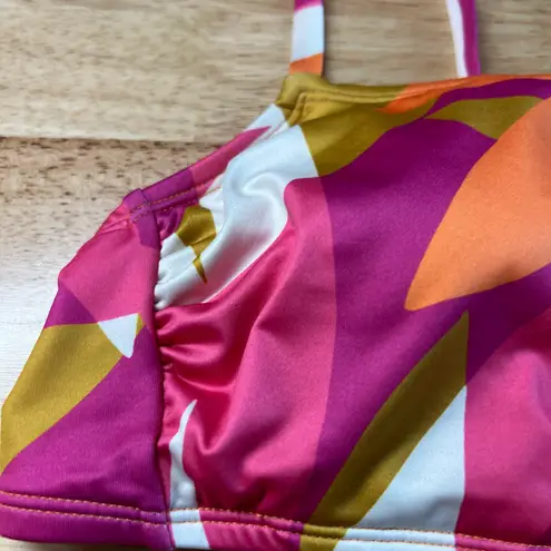 Kona Sol Women's Pink and Orange Abstract Print Bikini Top - Size Medium - NWT