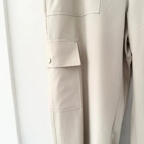 Lou & Grey Beige Wanderweave Cargo Style Straight Wide Leg Pants New Medium