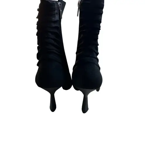 Zac Zac Posen Nathan Ruched Stiletto Boot Zipped Ankle Bootie Black Size 8.5
