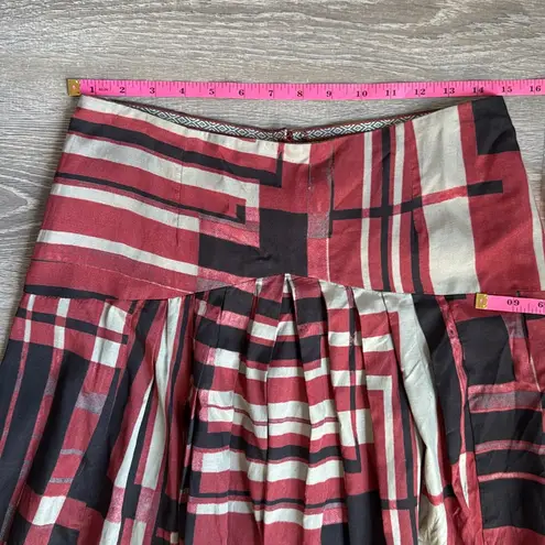 Peruvian Connection Red and Black Geometric Patterned Maxi Skirt 4