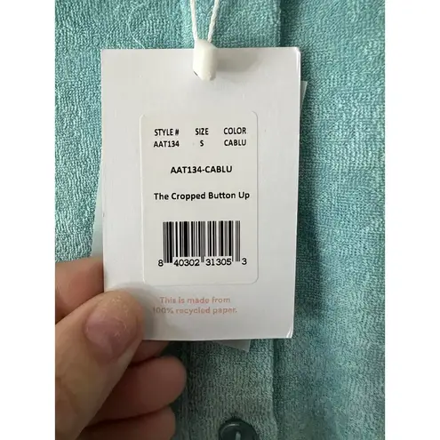 ANDIE Resortwear Blue Cropped Button-Up Shirt - Size S