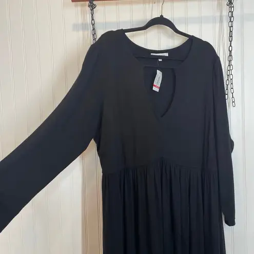 The Vanity Room NWT Black Keyhole Soft Jersey Long Sleeve Babydoll Dress Sz 2X
