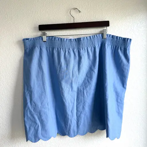 NWT J Crew Womens Skirt Light Blue Linen Pull On Scalloped Hem Plus Size 24