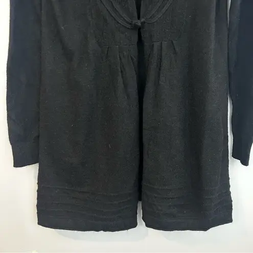 Soft Surroundings Long Black Open Front Peplum Cardigan Sweater Size XS