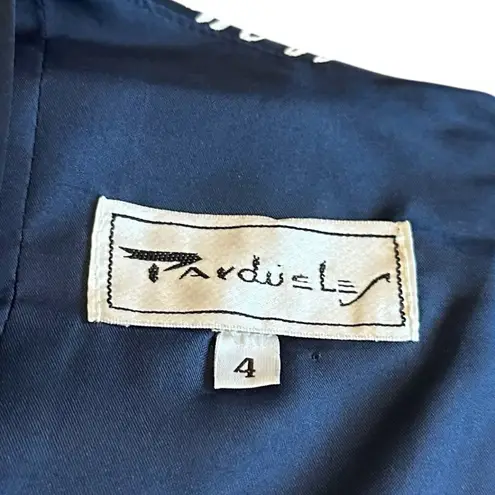 Pardue Les Navy Midi Dress Cruise Ocean Anchor Sea Print Button Size 4 Women's Blue