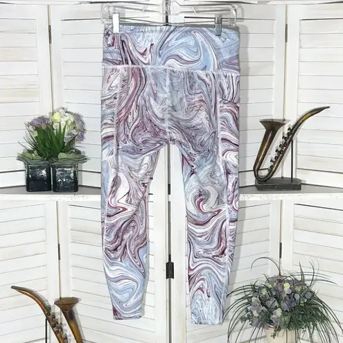 Cardio Works Leggings Swirl Blue Wine High Waist Pockets M Red Size M