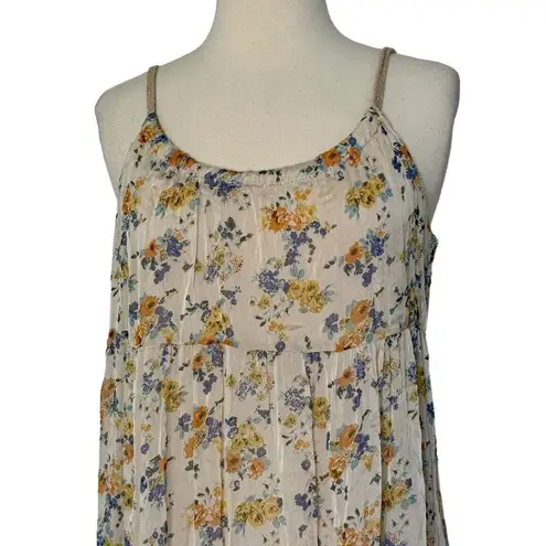 Elena Baldi Tiered Silk Floral Maxi Dress Lightweight Flowy Summer Italy Sz XS