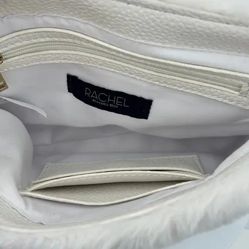 Rachel Roy crossbody bag purse cream faux fur shoulder gold chain adjustable