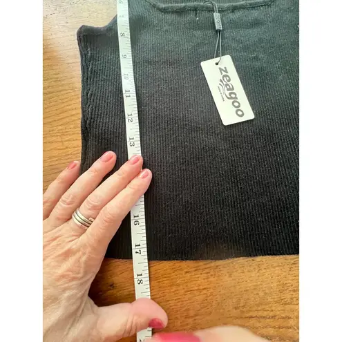 Zeagoo Ribbed Black Crop Top S