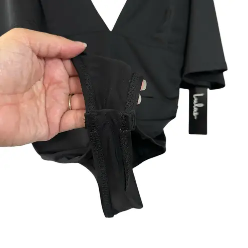 Lulus Slay It With Me Black Off Shoulder Bodysuit XS Flutter Sleeve Sexy Chic