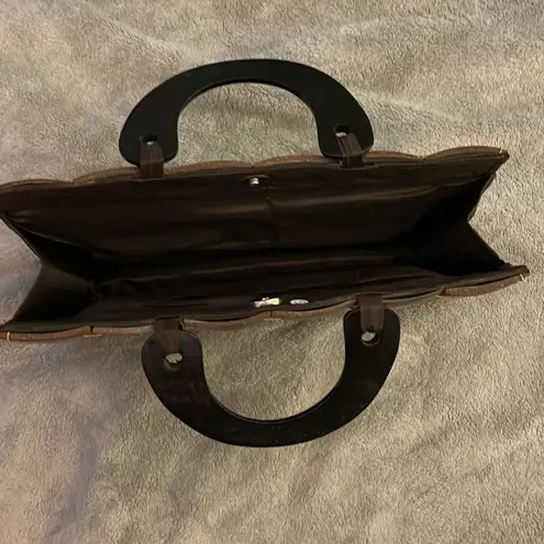 🌹YOA COCONUT SHELL HANDBAG WITH WOODEN HANDLES Brown