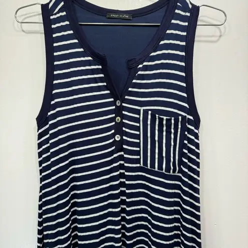 Sweet Claire NEW ModCloth Navy & White Striped Sleeveless Knit Dress Size Small
