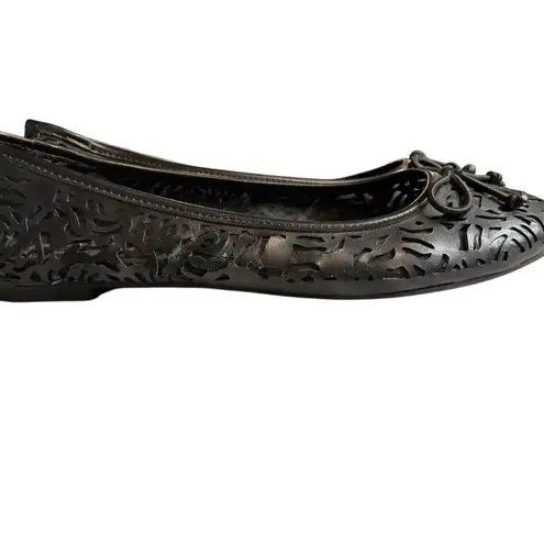 Circus Archer Ballet Flats Cutout Bow Accent Size 6M Black Comfortable
